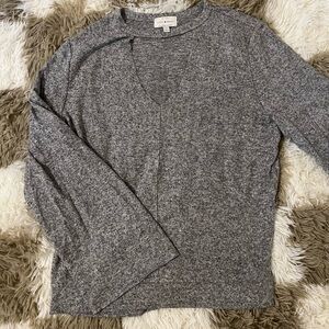 Lucky Brand Charcoal Bell Sleeve with open chest Knitted Shirt size s